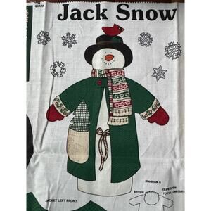 Jack Snow The Cranston Collection Cut & Sew Snowman Doll Fabric Panel Winter NEW